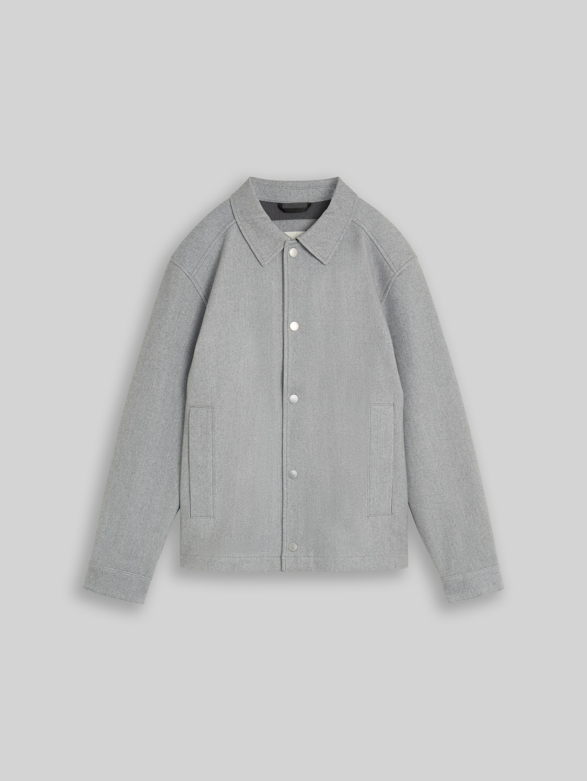 Relaxed Fit Jacke mit Druckknöpfen - medium silver grey melange - Vorder-Produkt-Ansicht