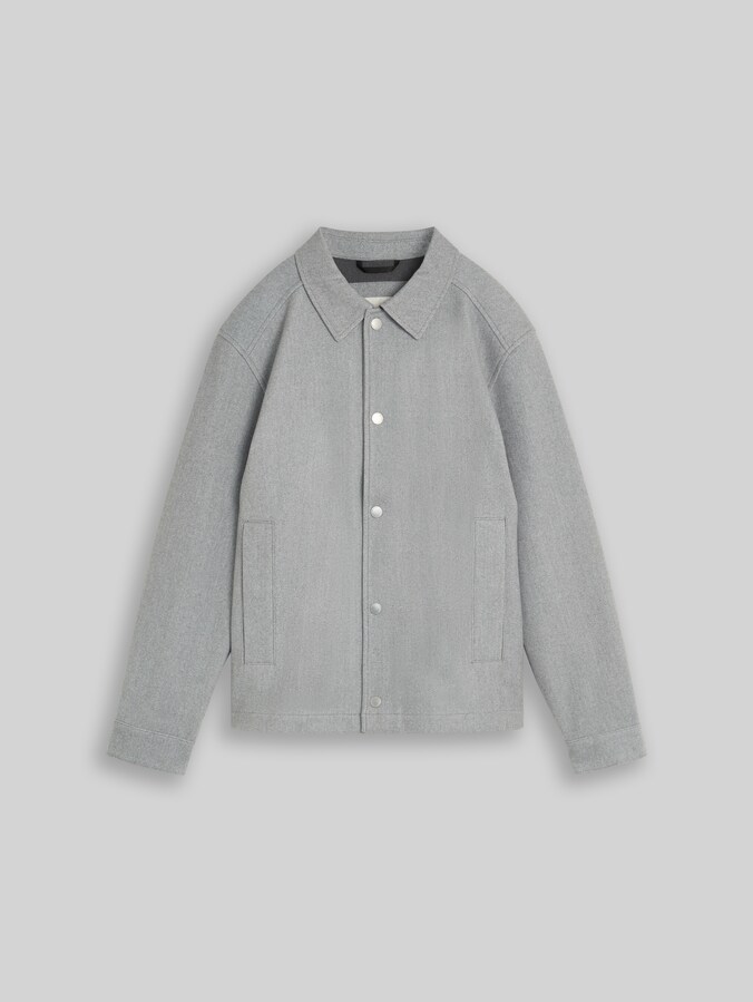 Relaxed Fit Jacke mit Druckknöpfen von Denim Male, medium silver grey melange