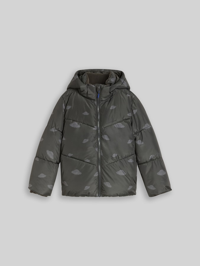 Puffer-Jacke mit Ufo-Print von Mini Boys, dark grey ufo print