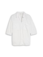 Ausgewählt, Plus Size - Hemdbluse mit Leinenanteil von Tom Tailor, weiß