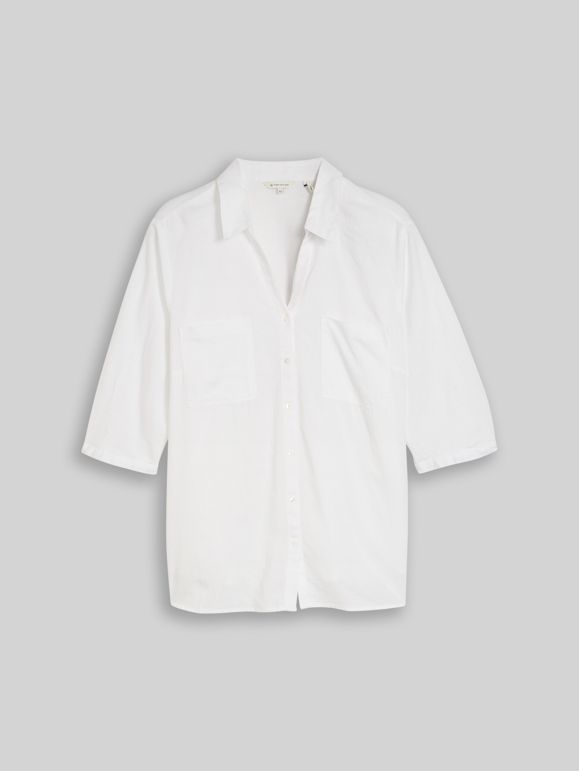 Plus Size - shirt blouse with linen blend - White - Front product view