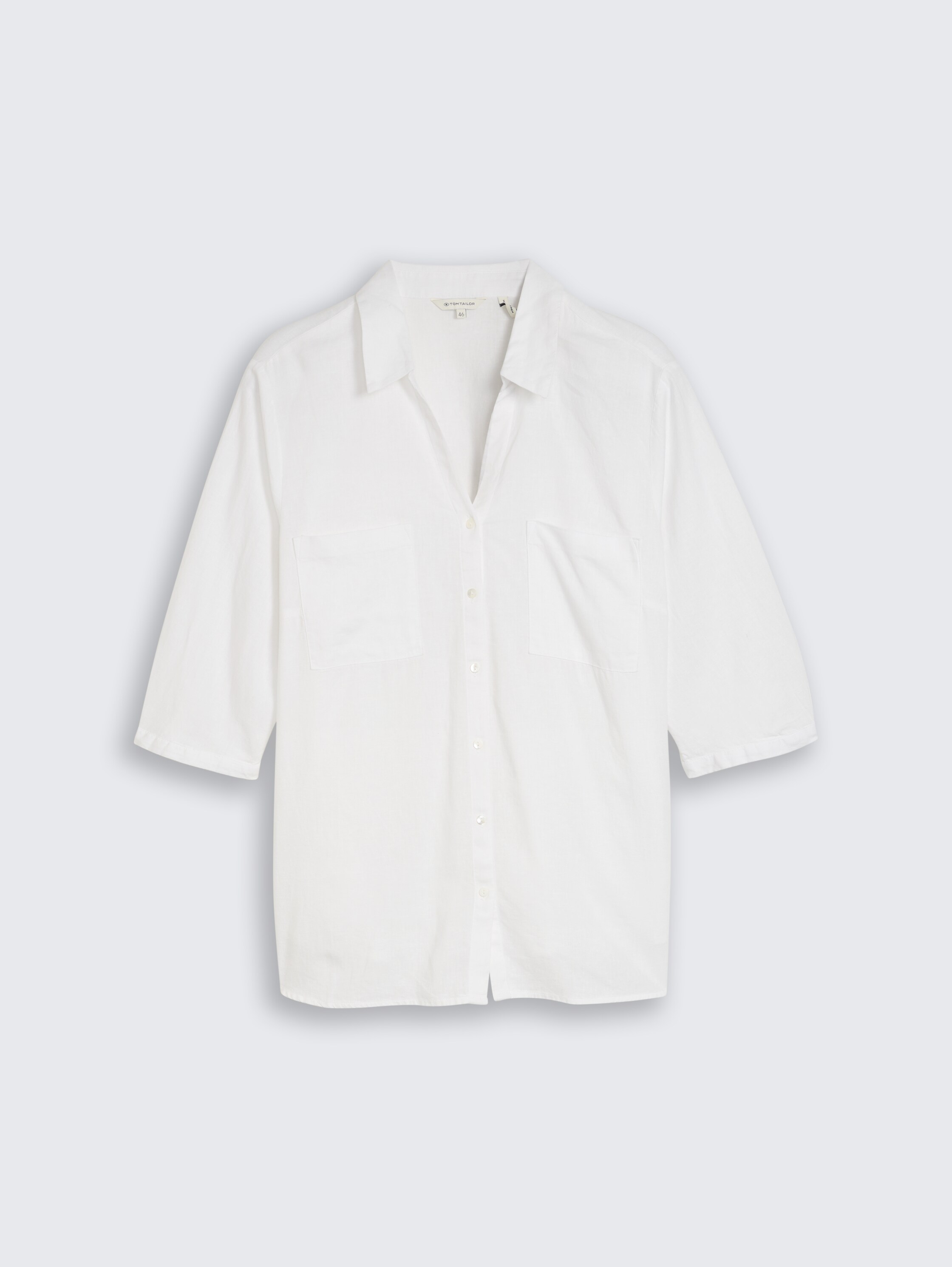 Plus Size - Hemdbluse mit Leinenanteil - white - 