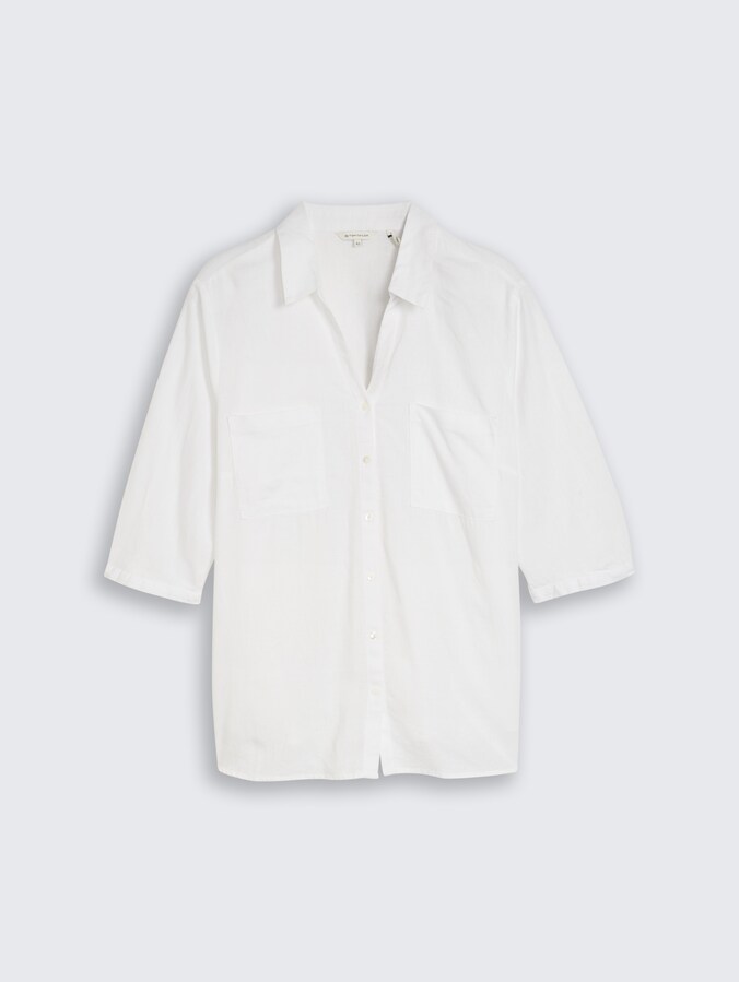 Plus Size - Hemdbluse mit Leinenanteil von Women Plus Size, White