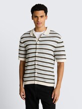 Polo en maille à rayures - olive light blue stripe - Découpe Vue de face du modèle