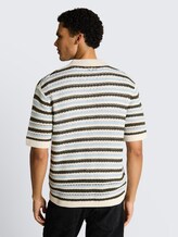 Polo en maille à rayures - olive light blue stripe