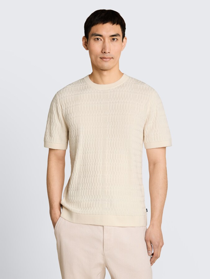Strickpullover mit Rippstruktur von Men, Gardenia White