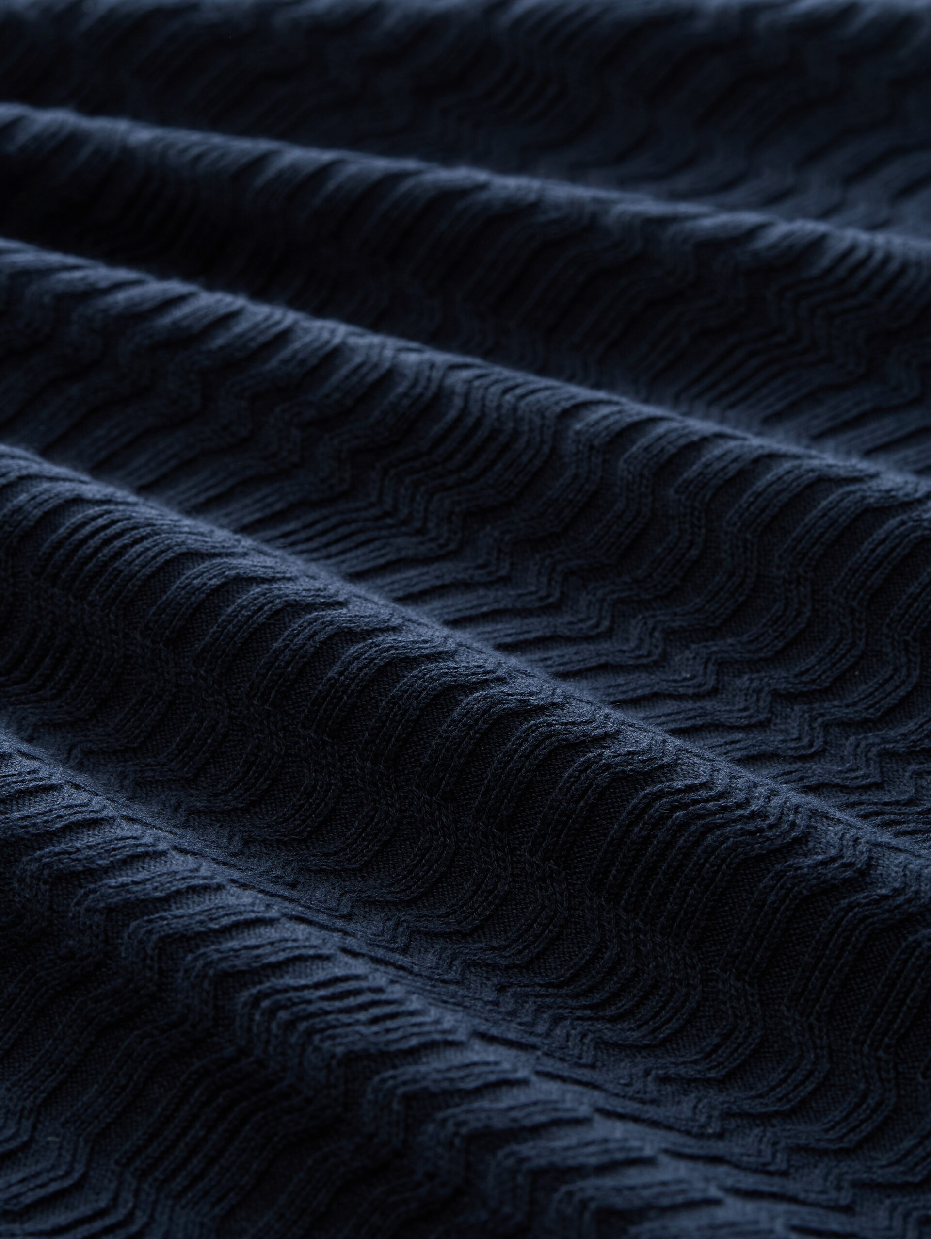 Strickpullover mit Rippstruktur - sky captain blue - Material-Ansicht