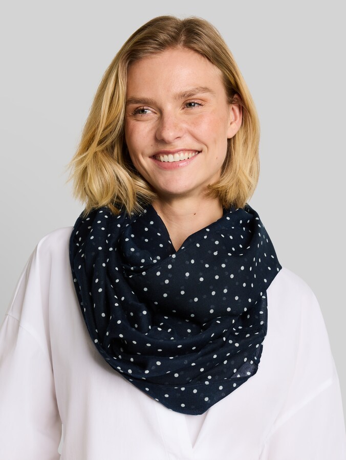 Écharpe boucle à motifs par Women, navy white small dot design
