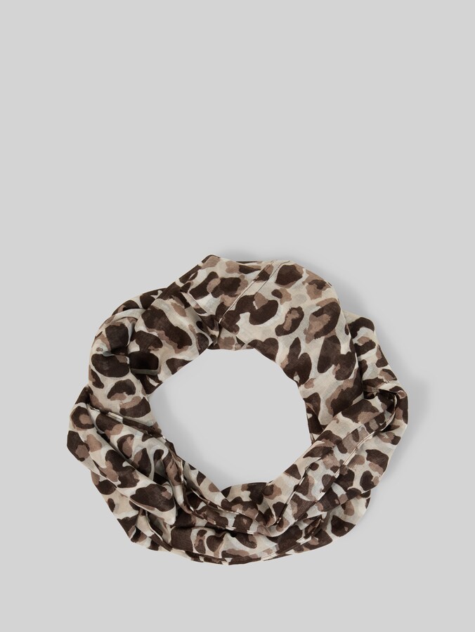 Loop-Schal mit Muster von Women, brown beige leo print