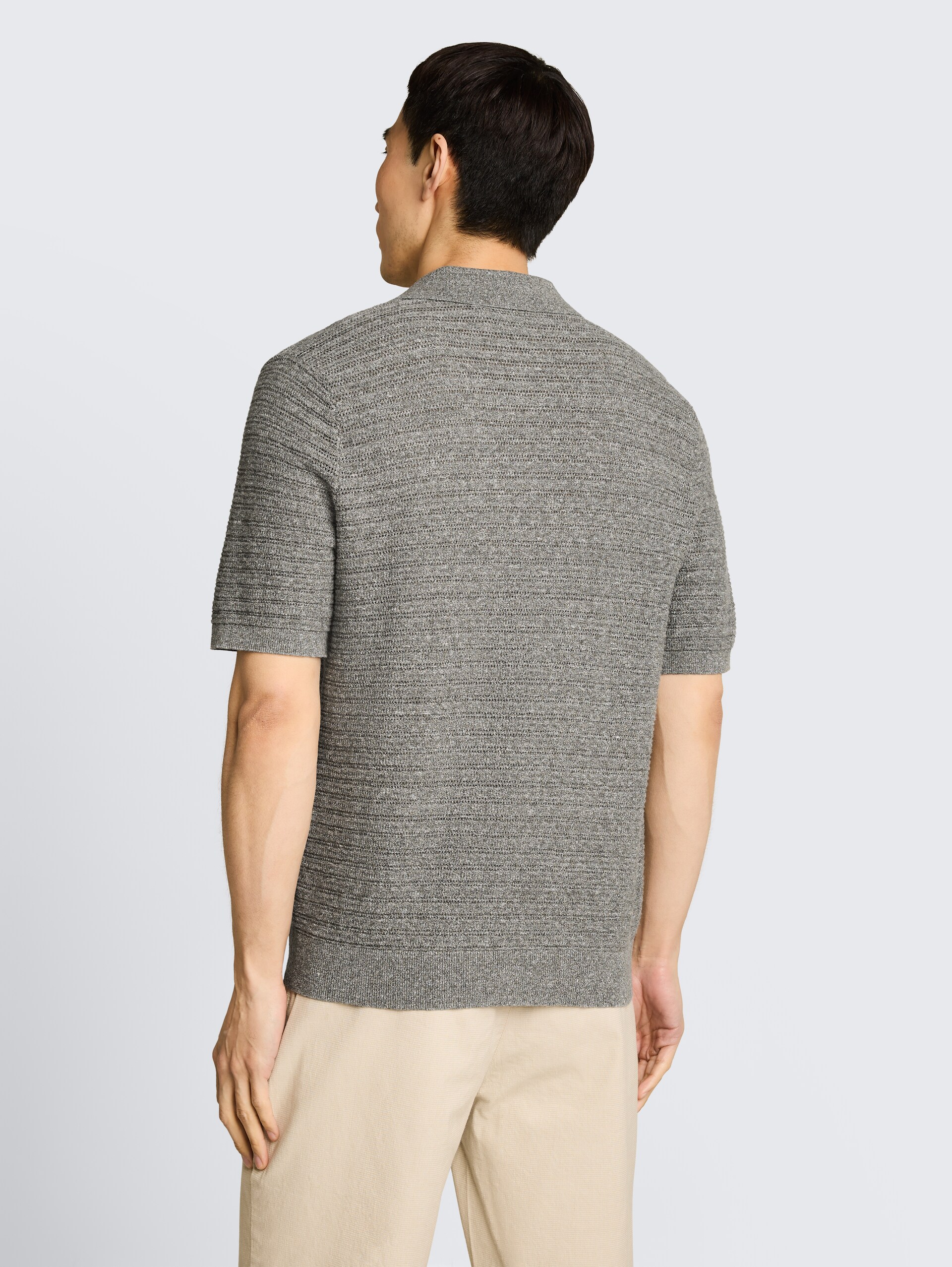 Polo en maille avec une touche de lin - deep leaf green melange