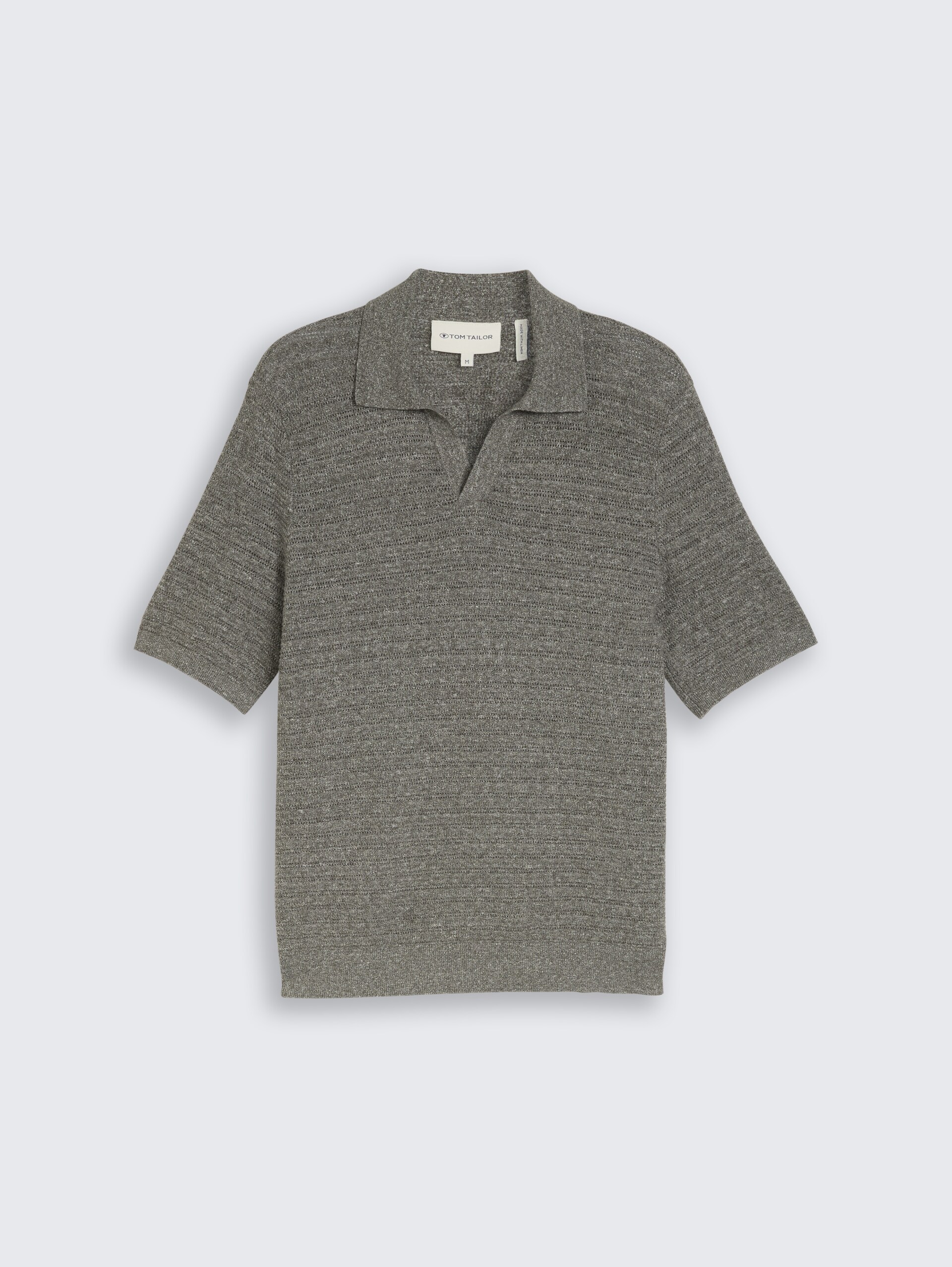 Polo en maille avec une touche de lin - deep leaf green melange