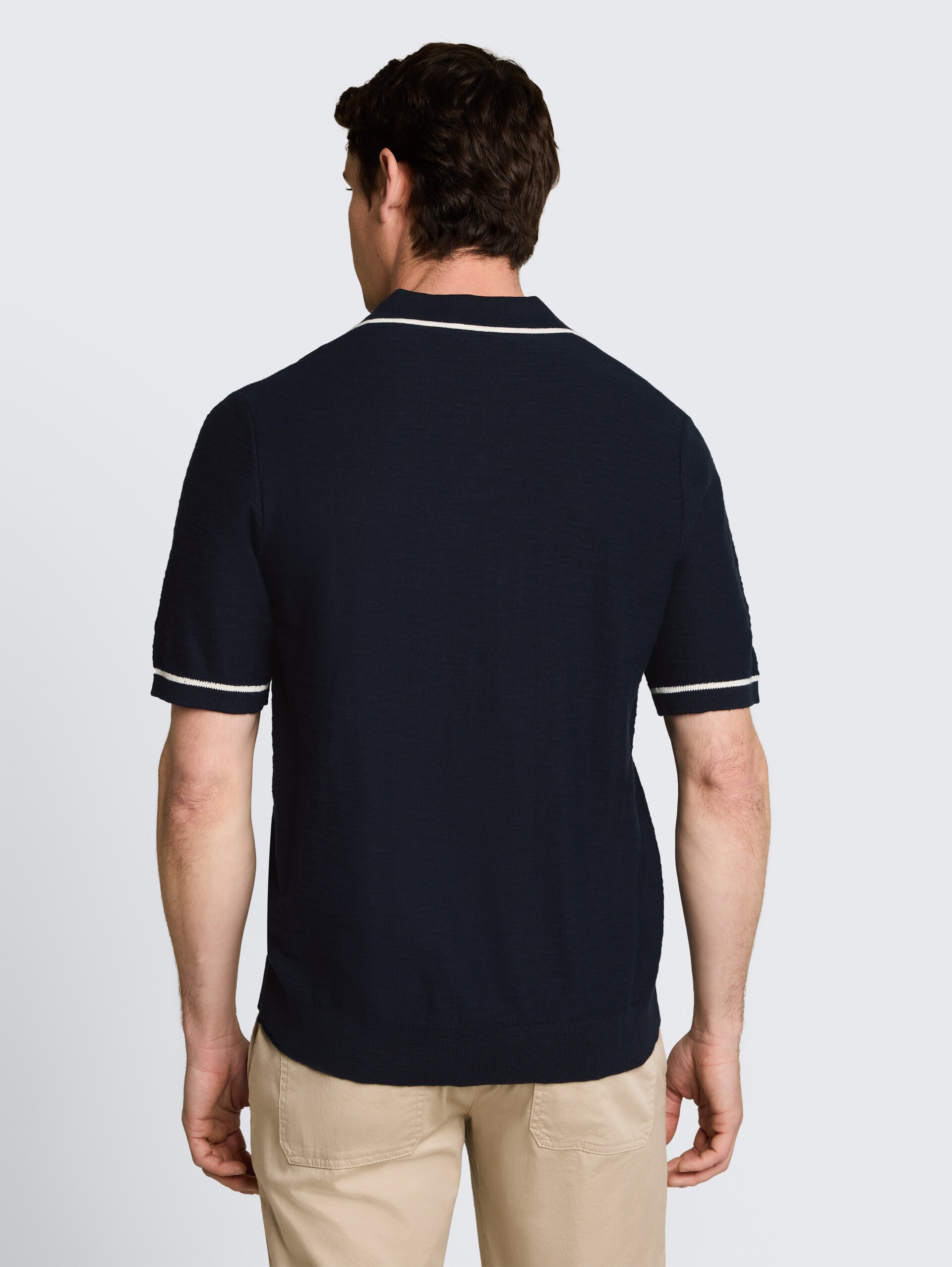 Strick-Poloshirt aus Baumwolle - sky captain blue