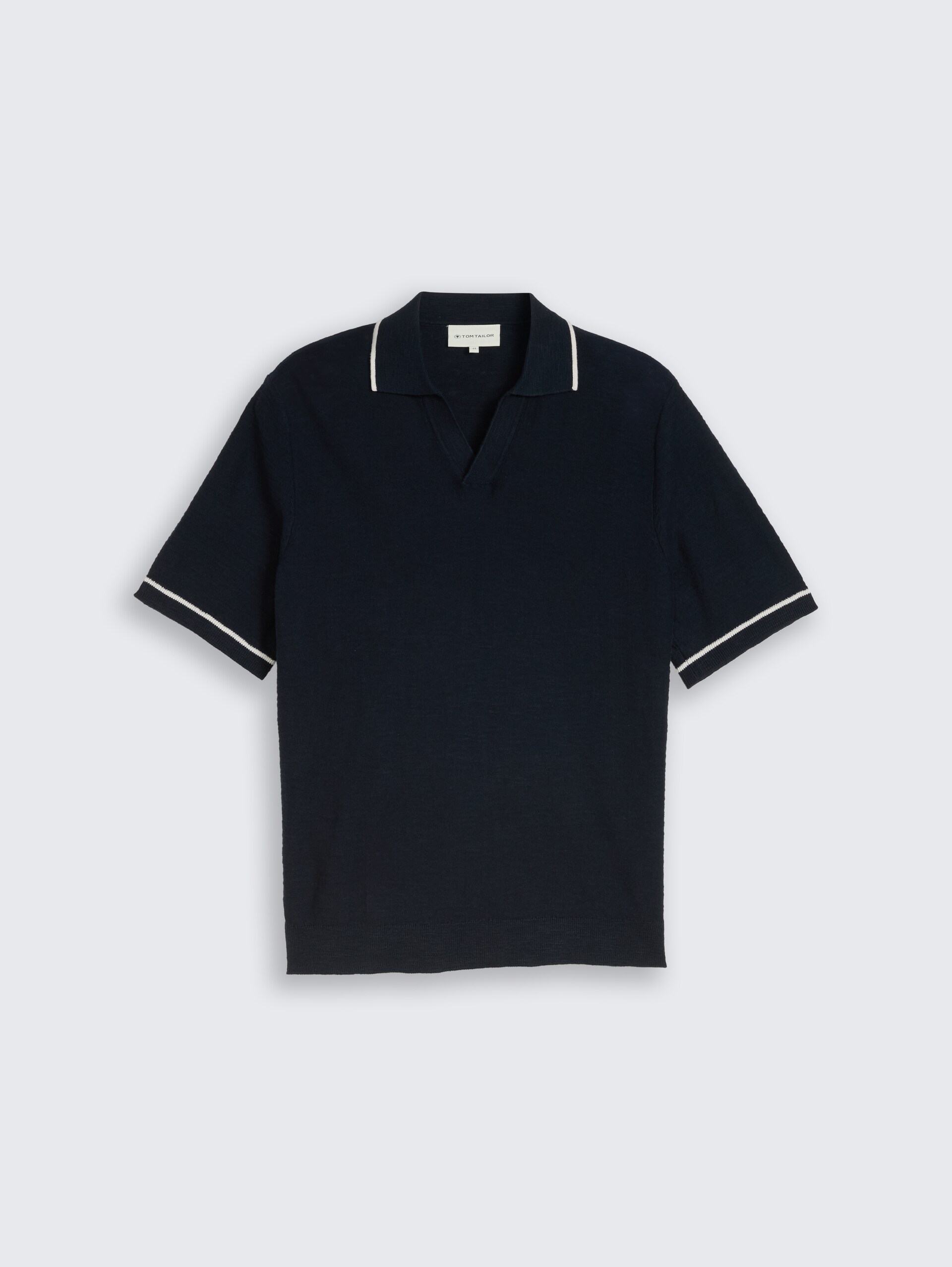 Strick-Poloshirt aus Baumwolle - sky captain blue