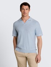 Strick-Poloshirt aus Baumwolle - light blue grey - Ausschnitt Model-Vorderansicht