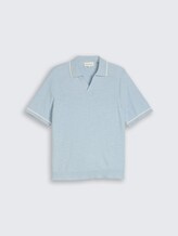 Strick-Poloshirt aus Baumwolle - light blue grey