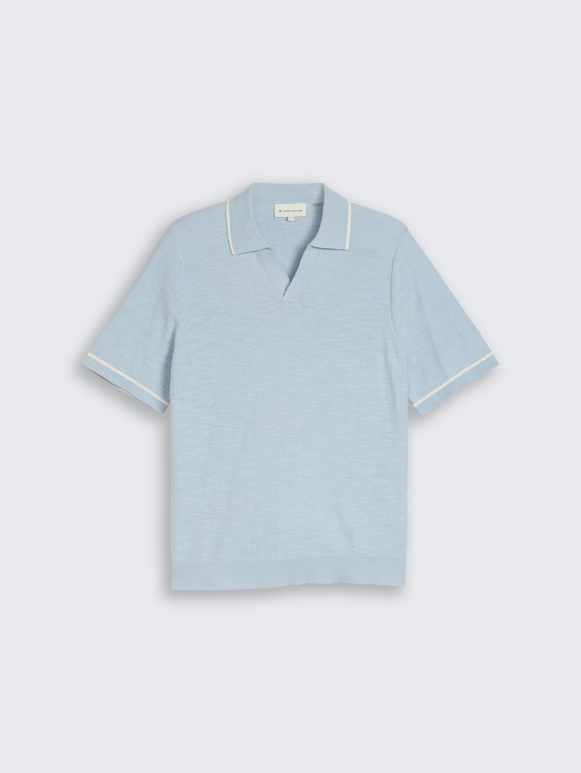 Gebreid poloshirt van katoen - light blue grey