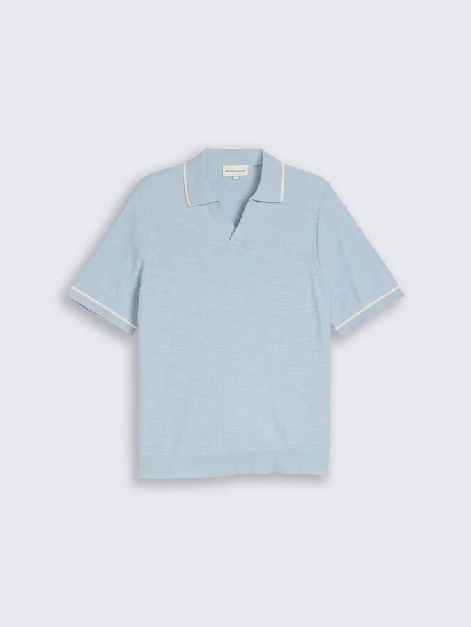 Strick-Poloshirt aus Baumwolle von Men, light blue grey