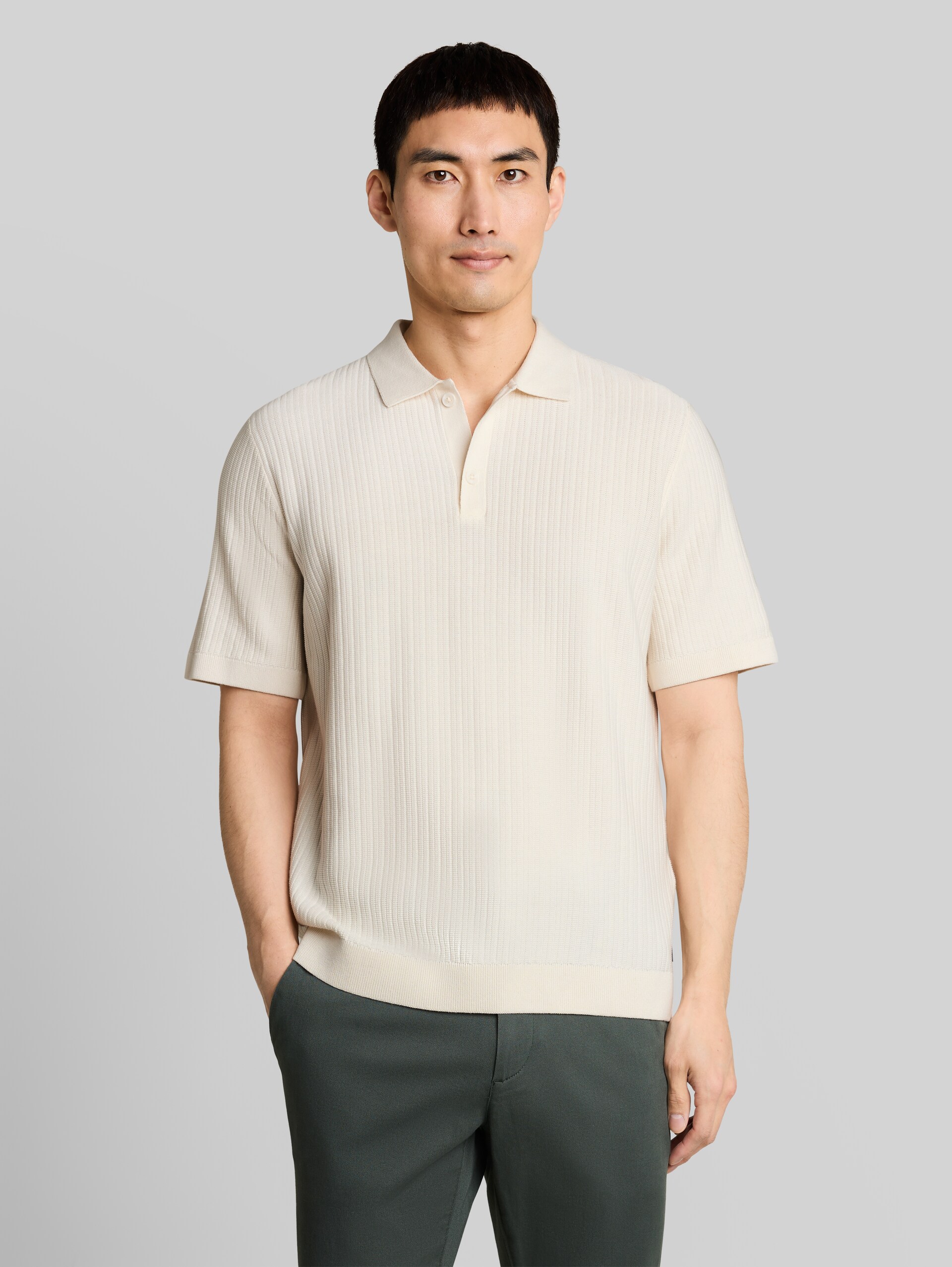 Polo en maille de coton - Gardenia White - Découpe Vue de face du modèle
