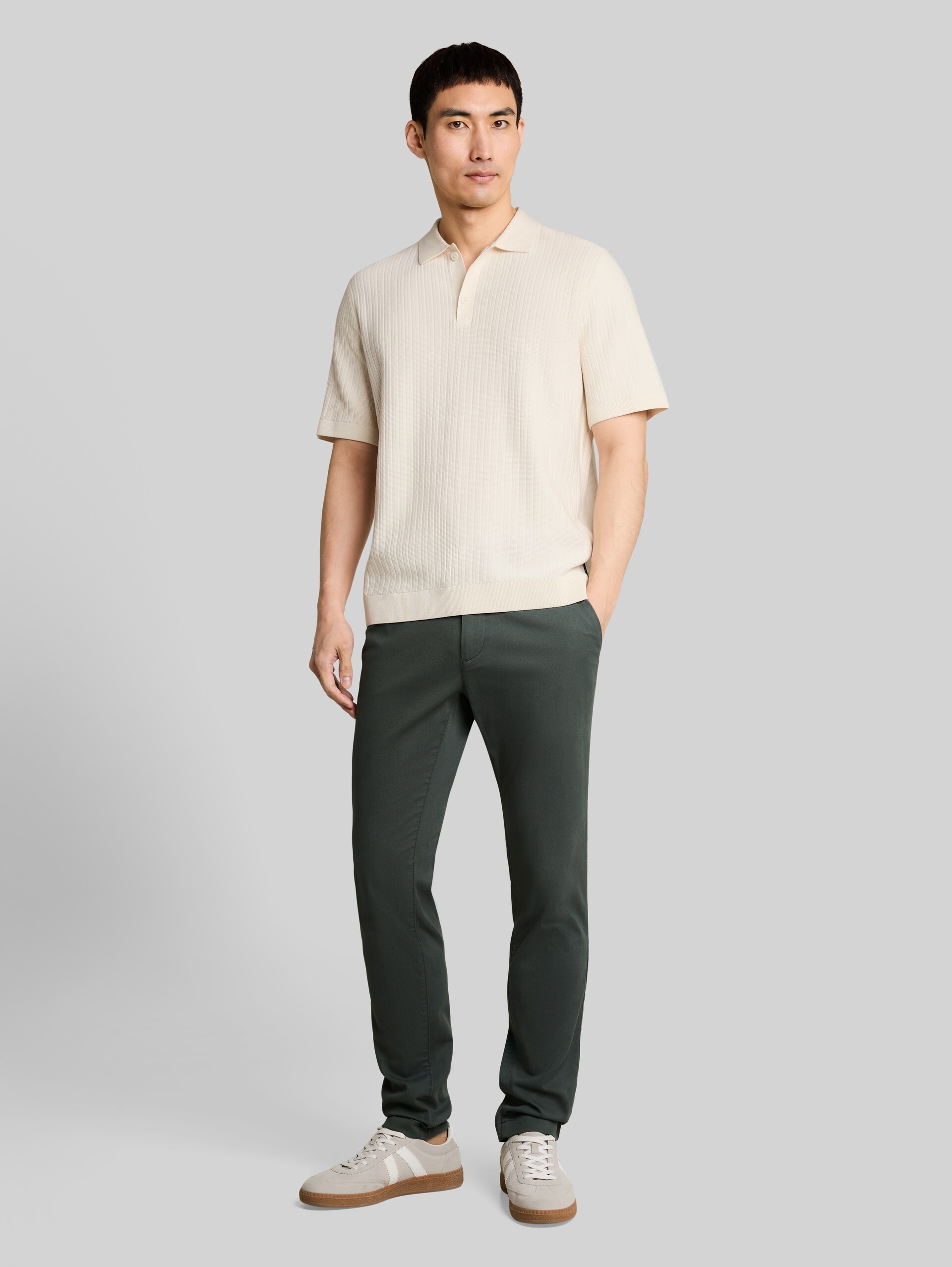 Polo en maille de coton - Gardenia White - Vue de face du modèle