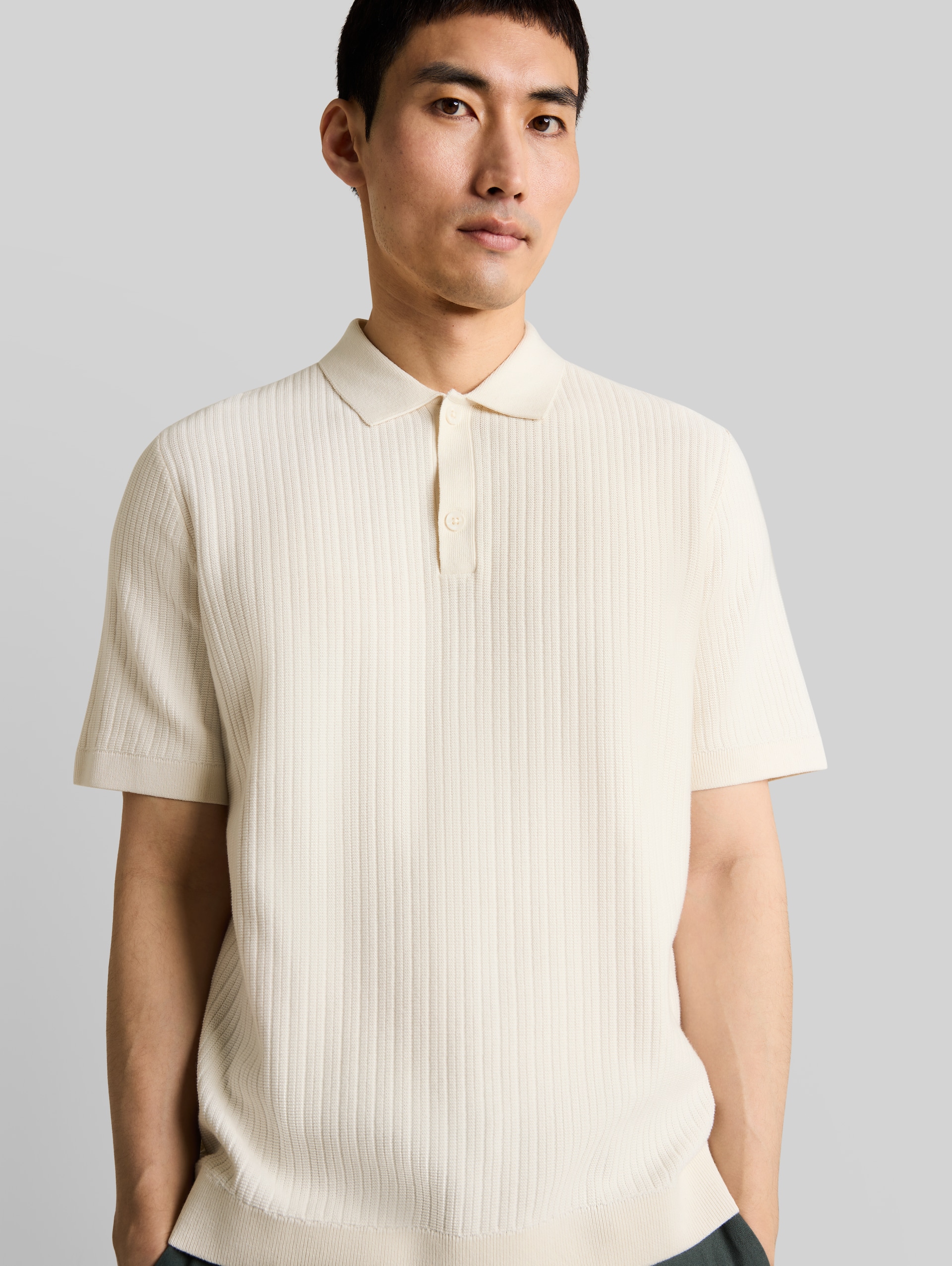 Polo en maille de coton - Gardenia White - Vue détaillée du modèle