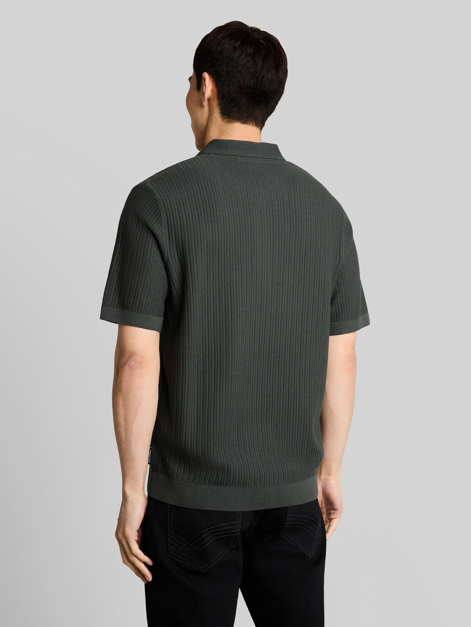 Strick-Poloshirt aus Baumwolle - Black Olive