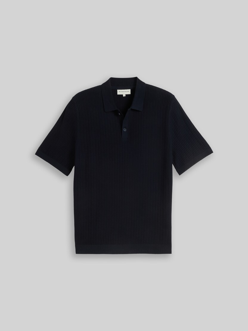 Knitted cotton polo shirt by Men, sky captain blue