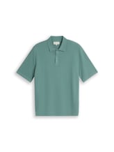 Not Selected, Knitted cotton polo shirt by Tom Tailor, blue