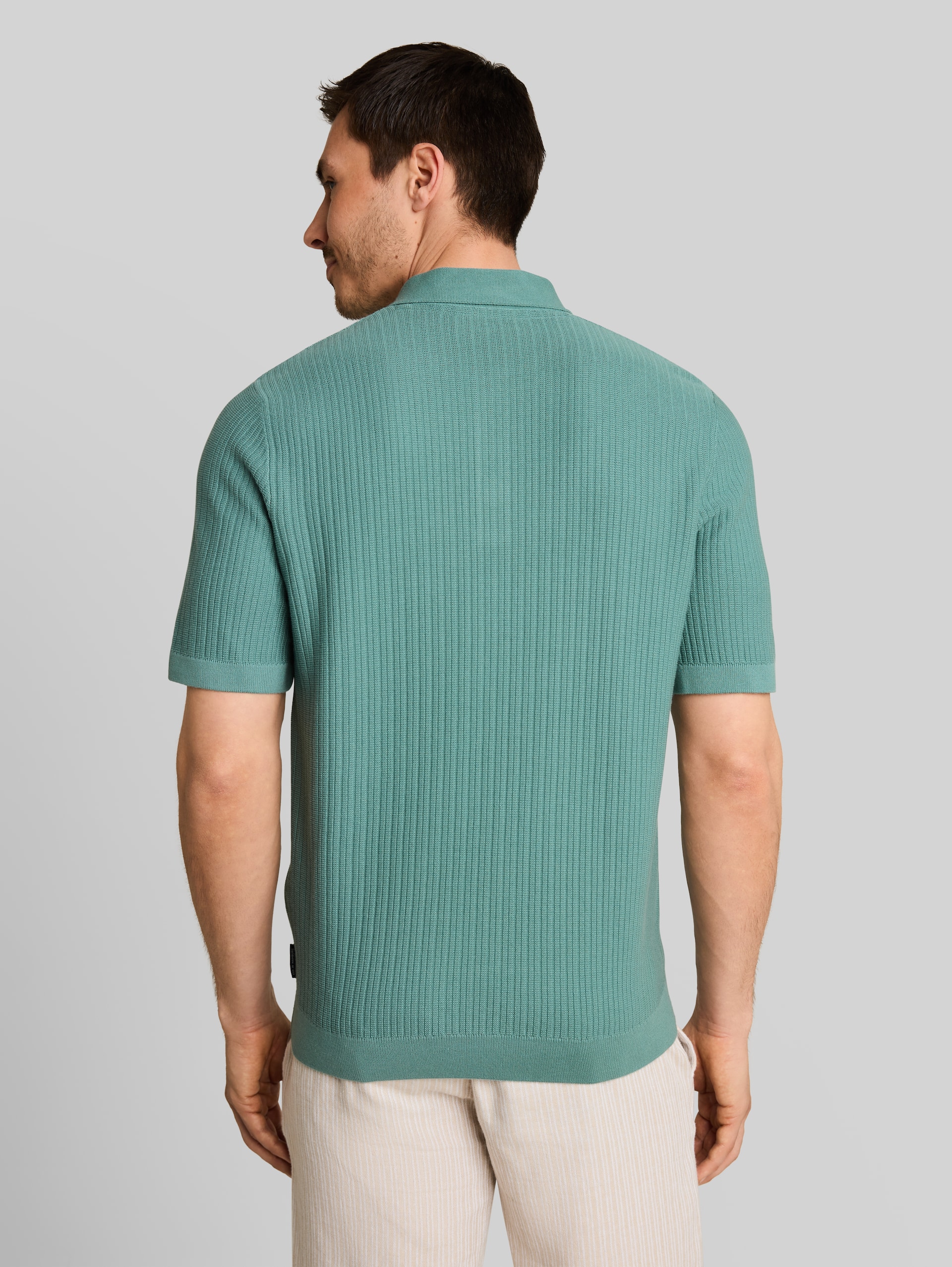 Knitted cotton polo shirt - Mineral Stone Blue