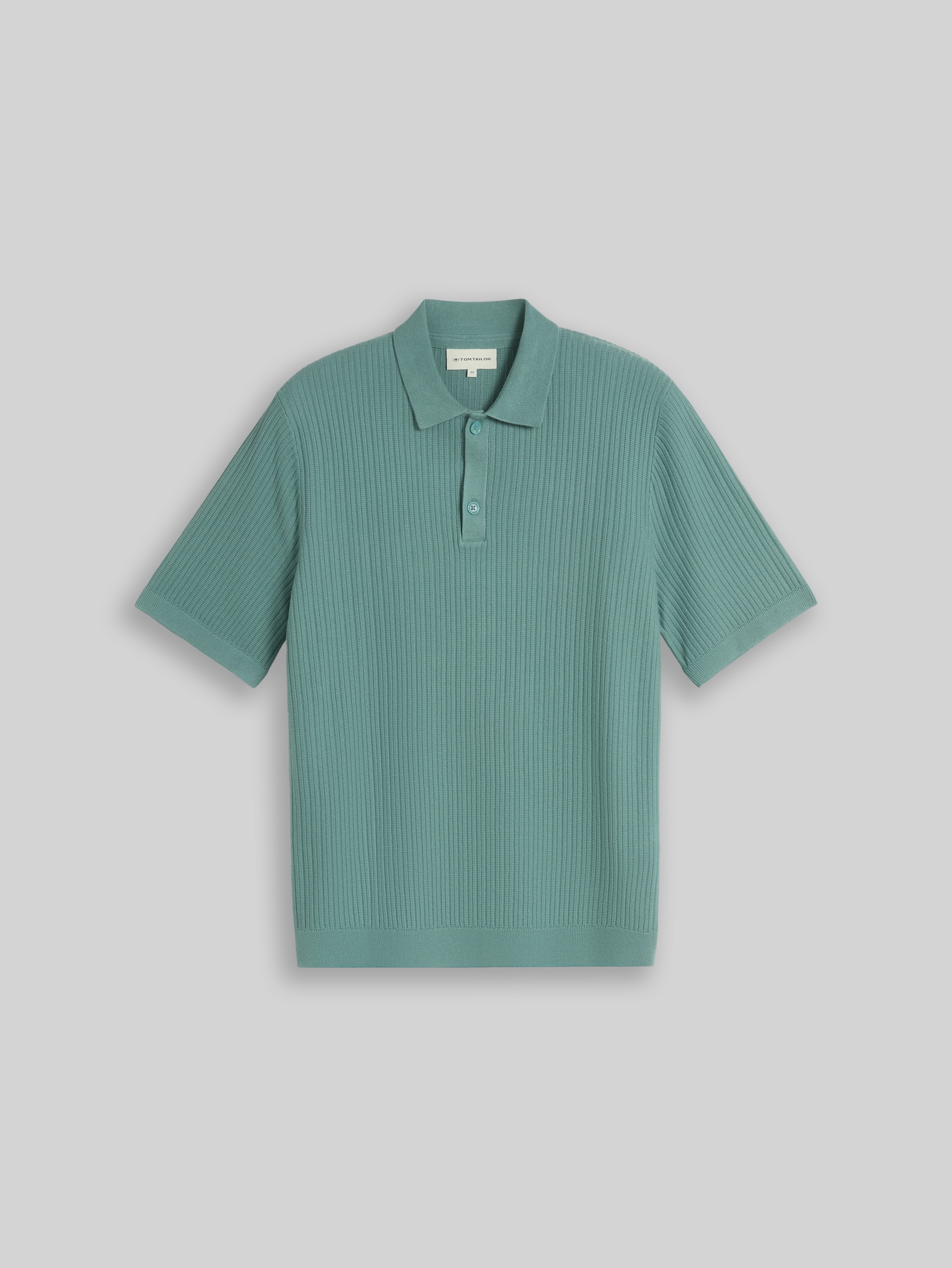 Knitted cotton polo shirt - Mineral Stone Blue
