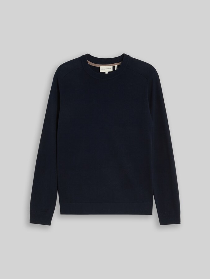 Knitted jumper with silk blend by Men, sky captain blue
