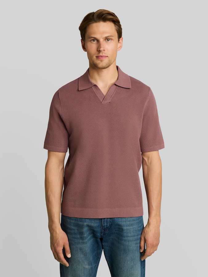 Piqué gebreid poloshirt van katoen door Denim Male, rose taupe