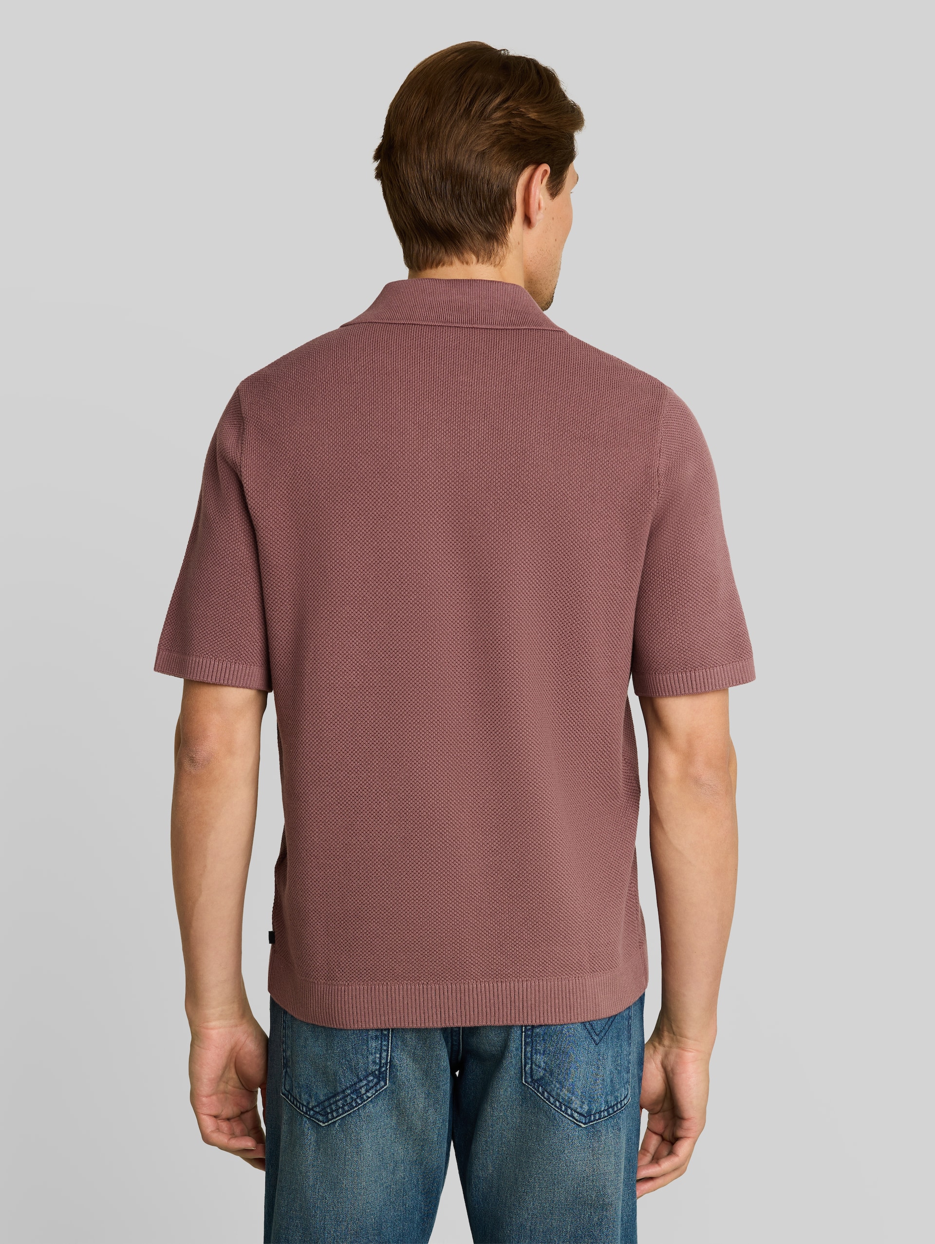 Piqué Strick-Poloshirt aus Baumwolle - rose taupe
