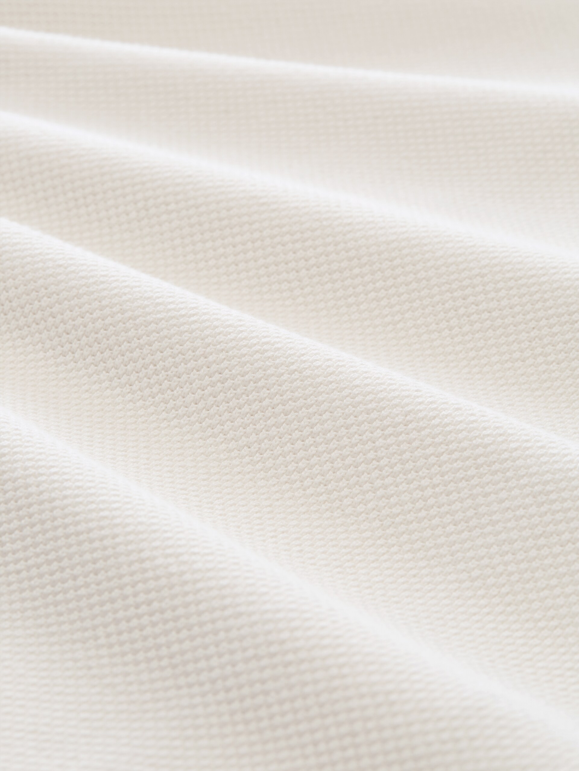 Piqué Strick-Poloshirt aus Baumwolle - Wool White - Material-Ansicht