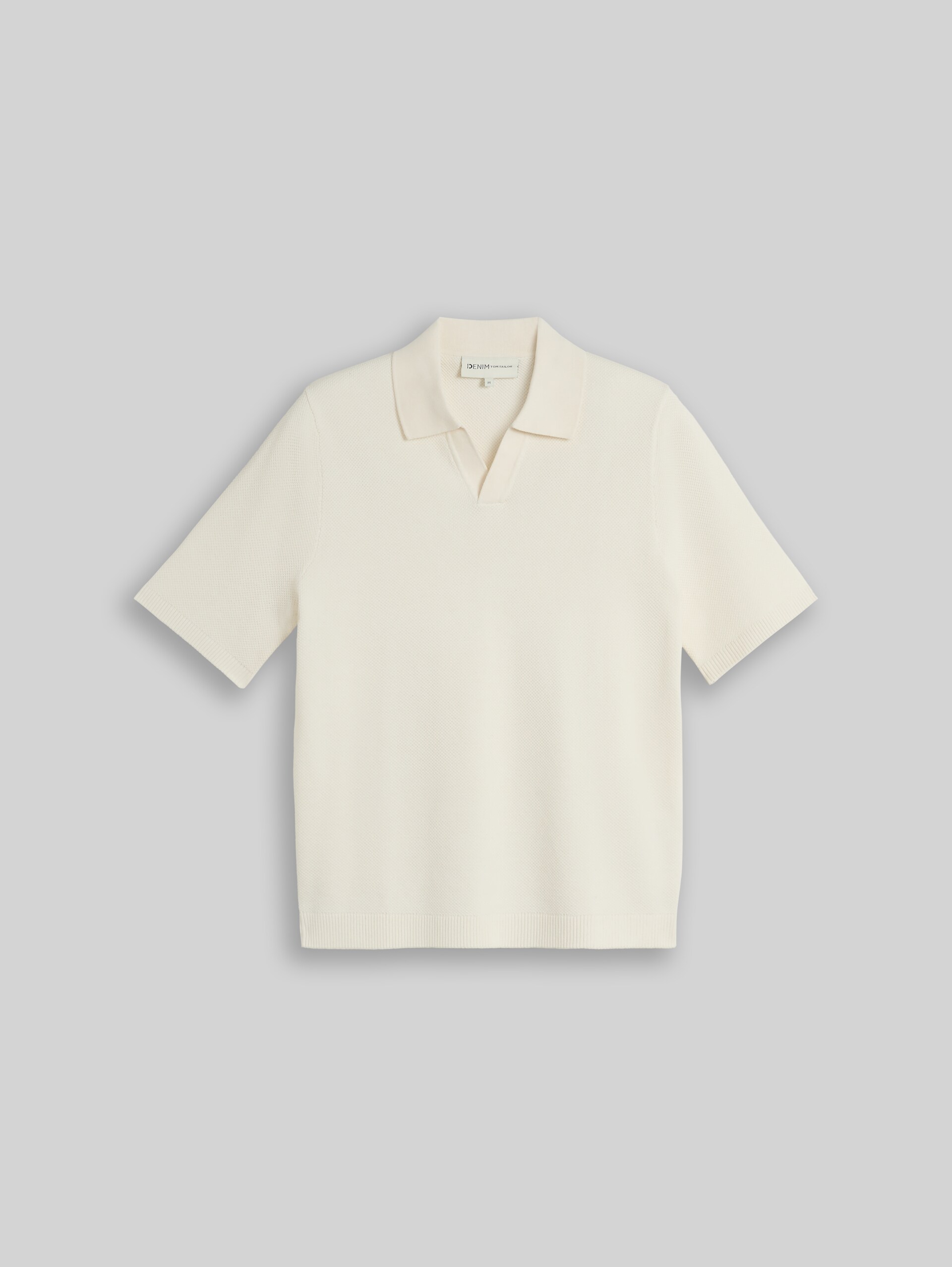 Piqué Strick-Poloshirt aus Baumwolle - Wool White
