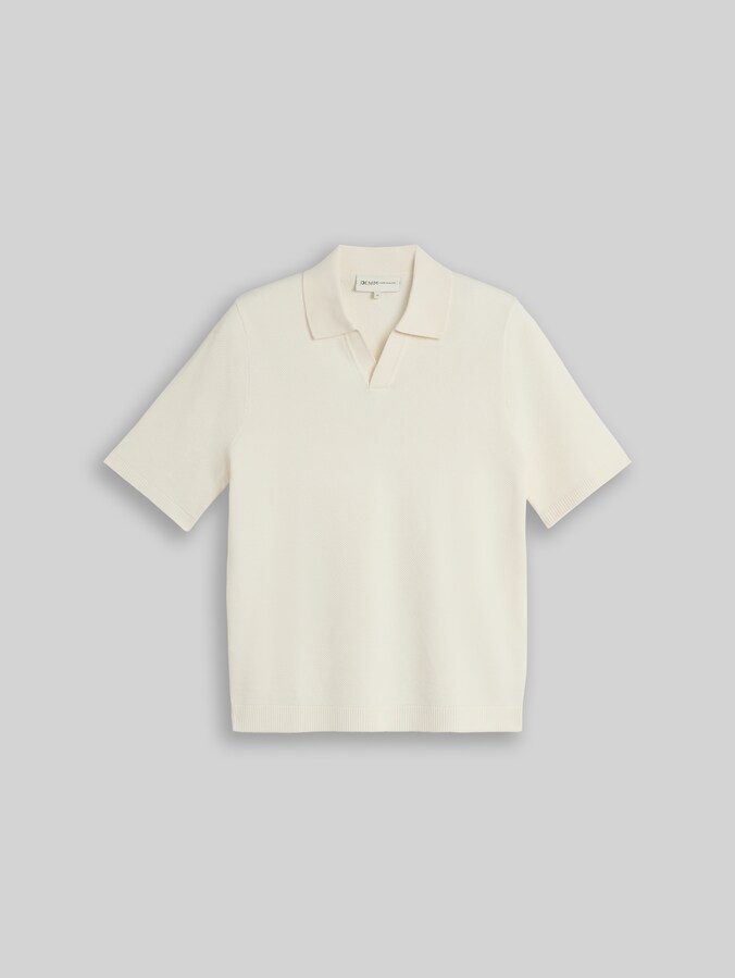 Piqué Strick-Poloshirt aus Baumwolle von Denim Male, Wool White