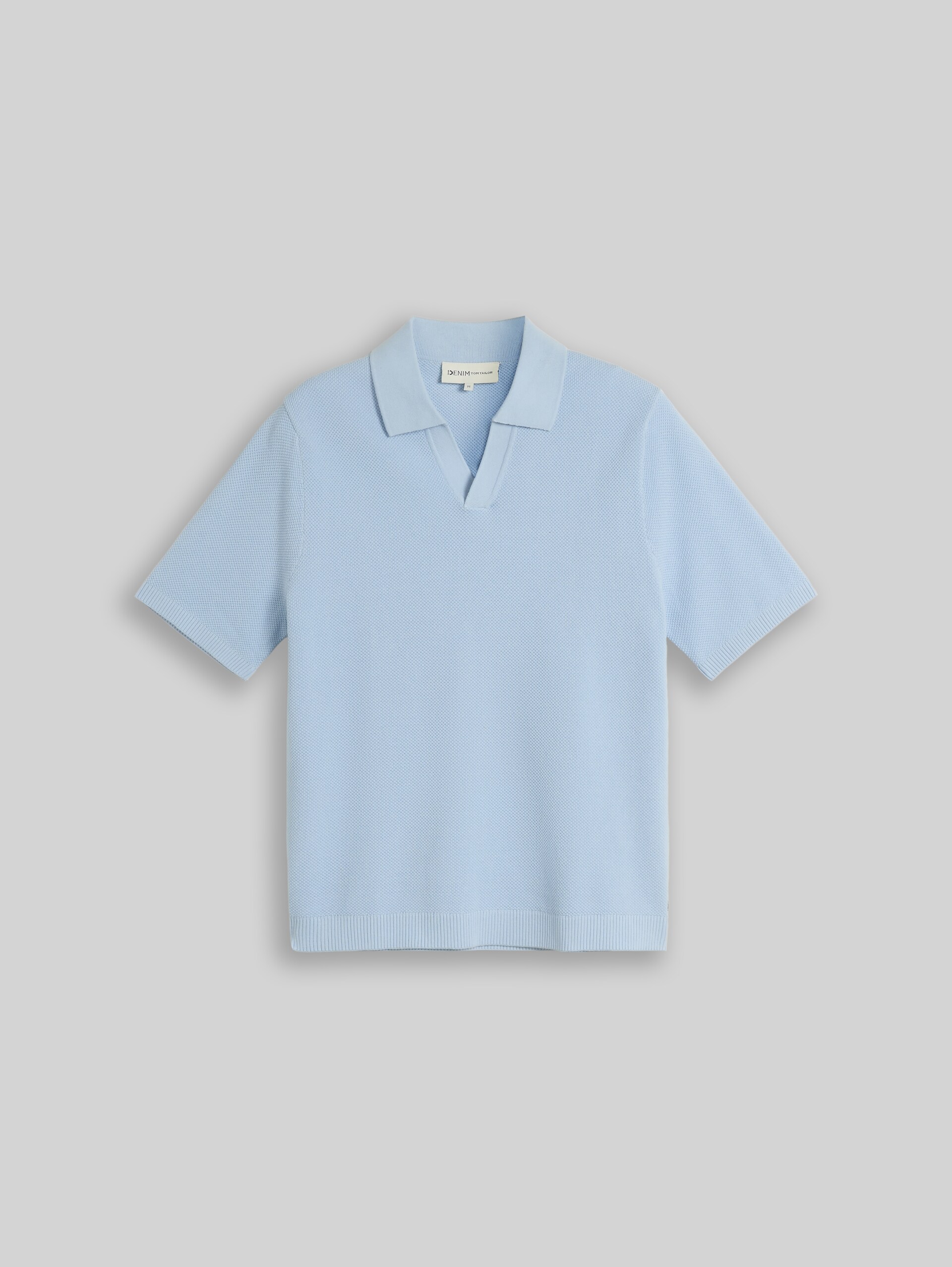 Piqué Strick-Poloshirt aus Baumwolle - Light Metal Blue