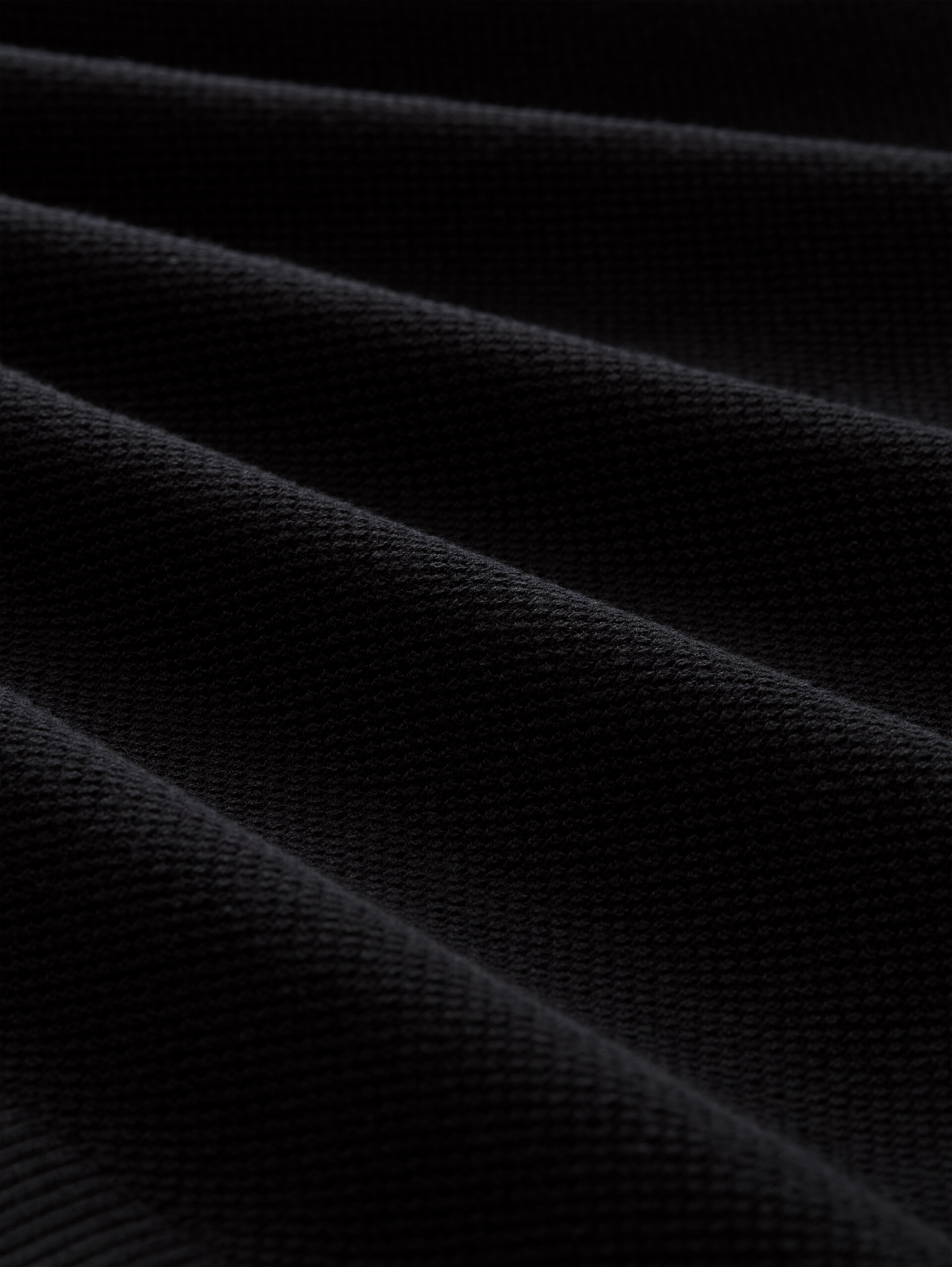 Piqué Strick-Poloshirt aus Baumwolle - Black - Material-Ansicht