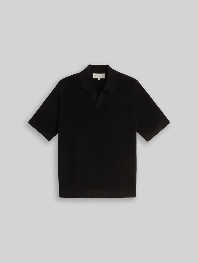 Piqué Strick-Poloshirt aus Baumwolle von Denim Male, Black