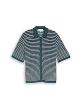 Ausgewählt, Strick-Poloshirt mit Lochmuster von Tom Tailor, grün