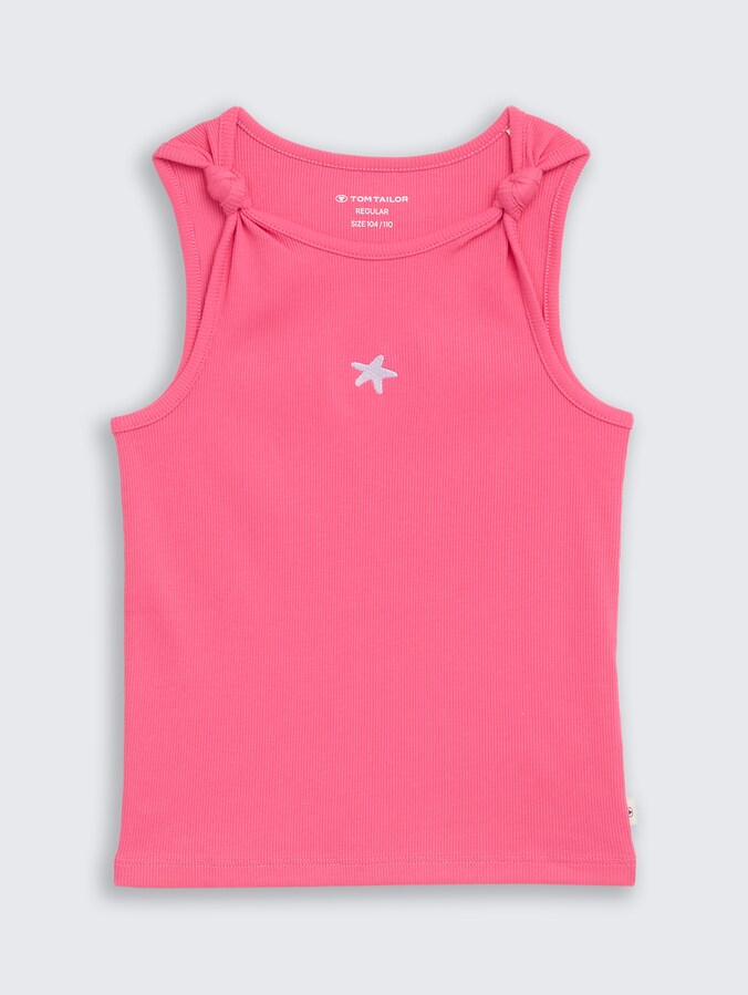 Ripp Top mit Knoten-Detail von Mini Girls, Flashy Pink