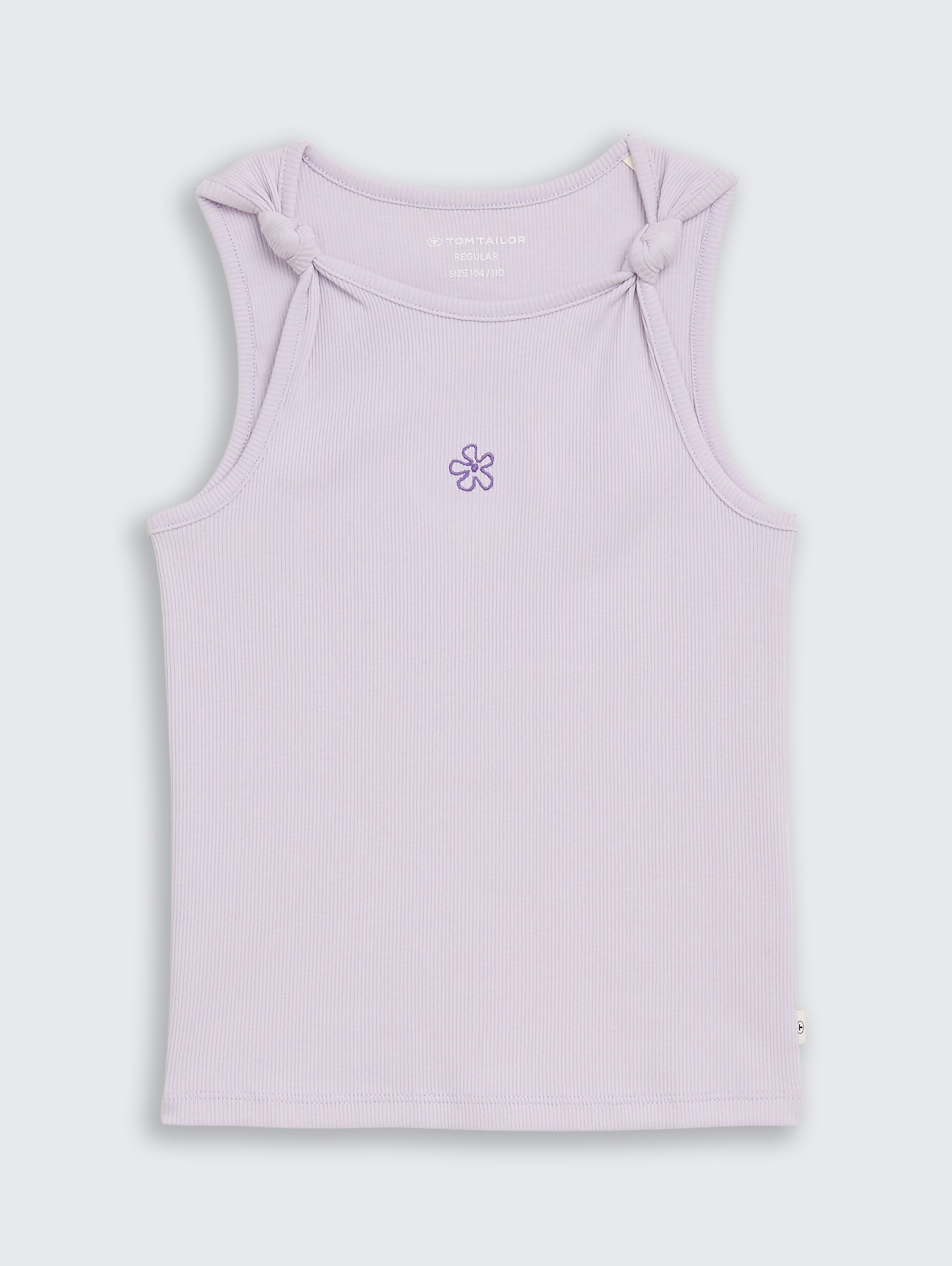 Geribbeld topje met knoopdetail - cool lilac - Product vooraanzicht