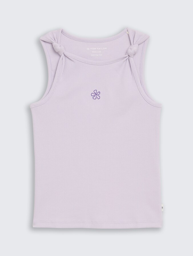 Ripp Top mit Knoten-Detail von Mini Girls, cool lilac