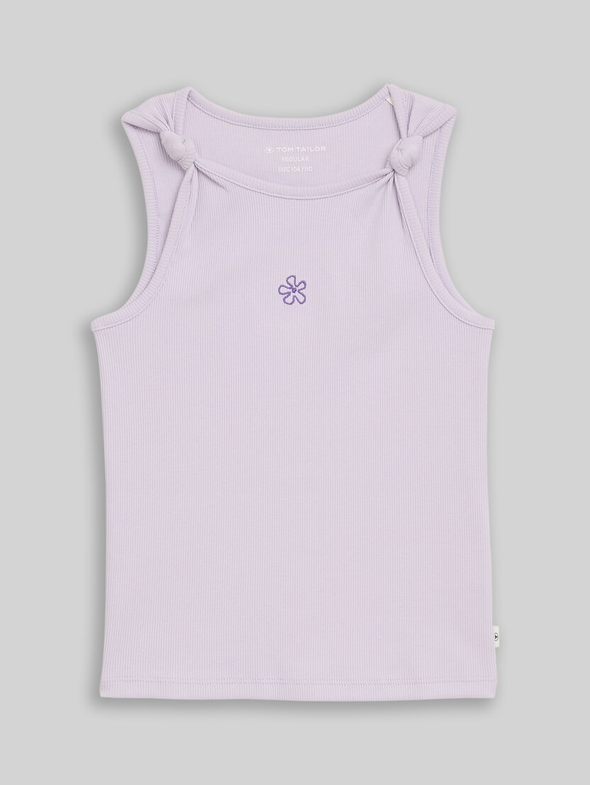 Ripp Top mit Knoten-Detail von Mini Girls, cool lilac