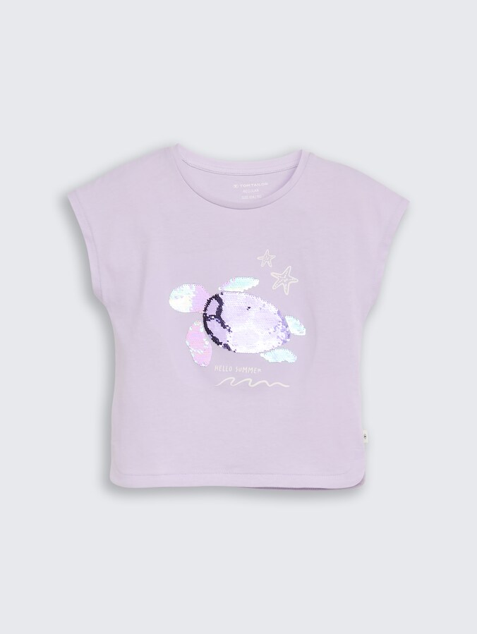 T-Shirt mit Wendepailletten von Mini Girls, cool lilac