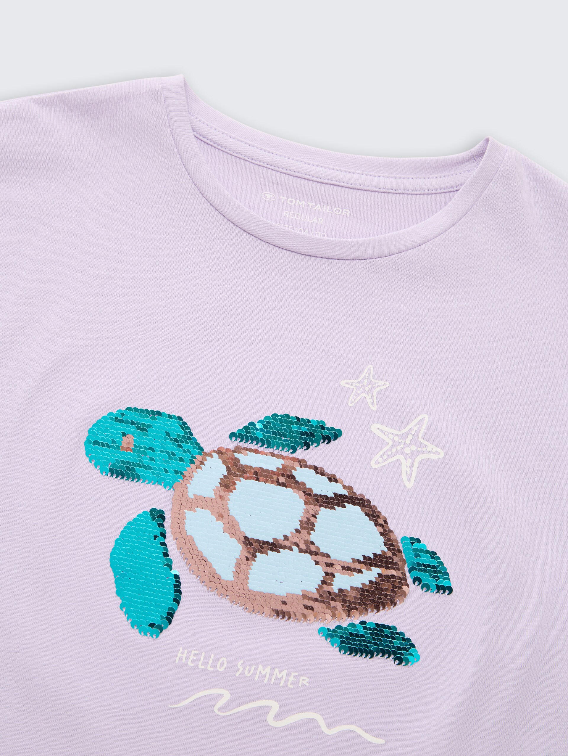 T-shirt met omkeerbare pailletten - cool lilac - Detailaanzicht model