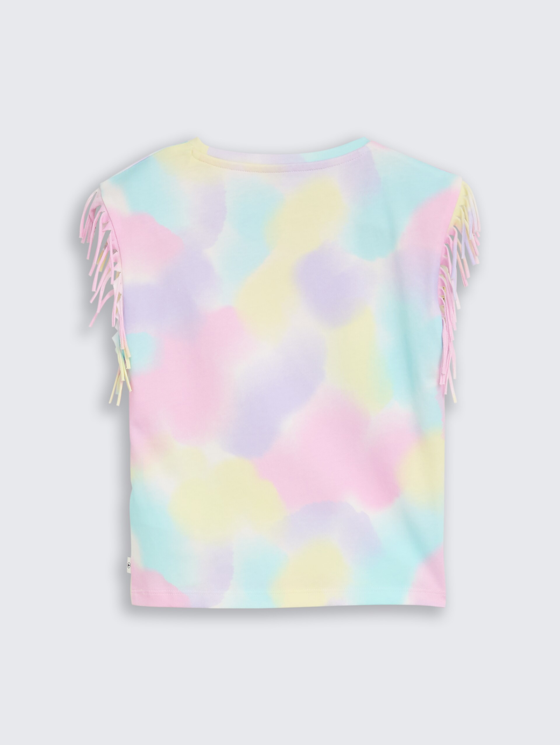 T-shirt met franjes - rainbow watercolor print