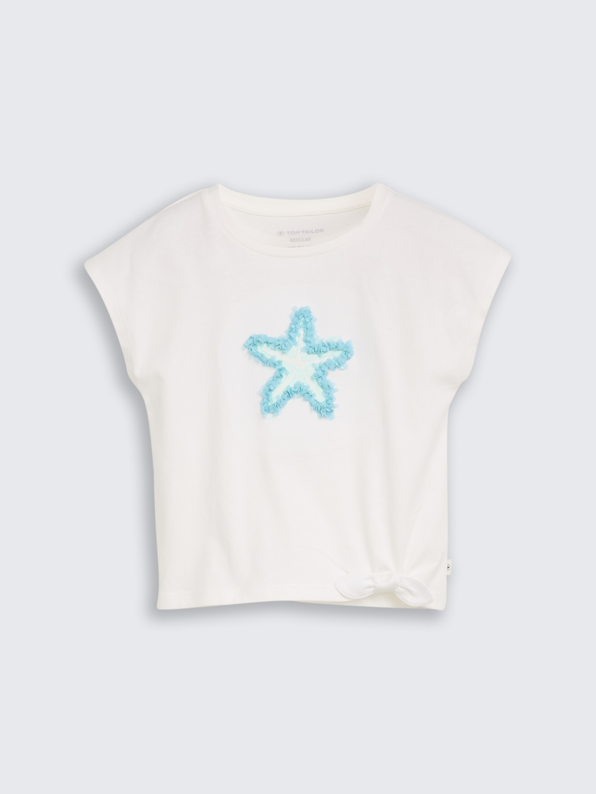T-shirt met knoopdetail - Whisper White - Product vooraanzicht