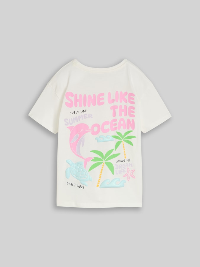 Oversize T-Shirt mit Rückenprint von Mini Girls, Whisper White