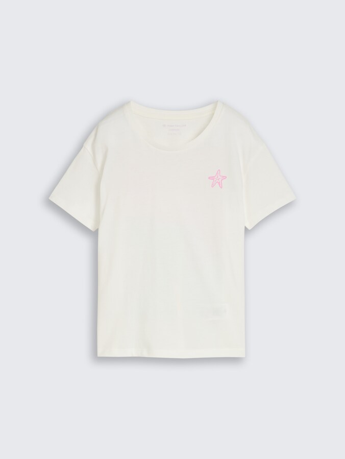 Oversize T-Shirt mit Rückenprint von Mini Girls, Whisper White