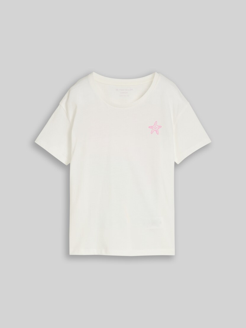 Oversize T-Shirt mit Rückenprint von Mini Girls, Whisper White